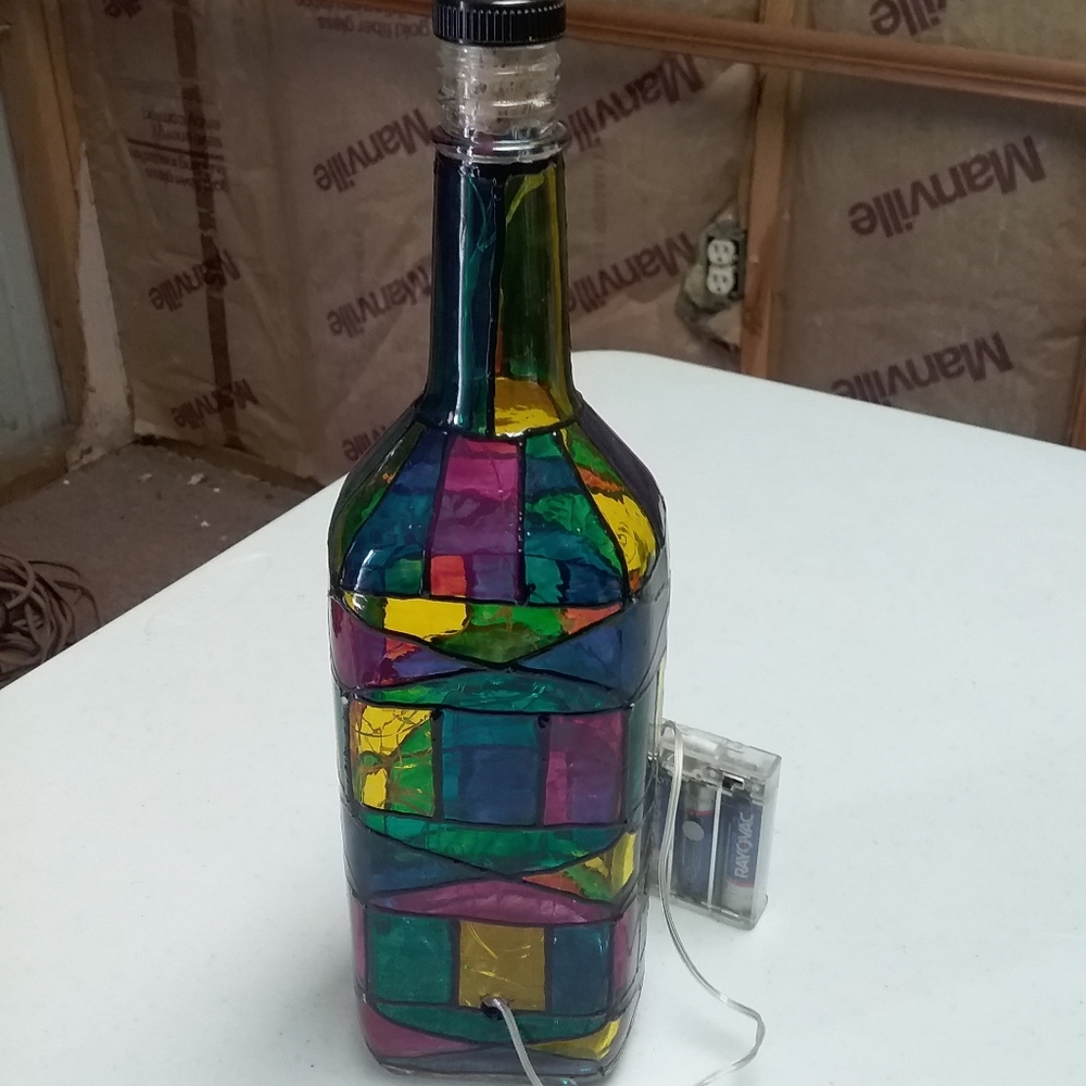 Multi colored bottle vase